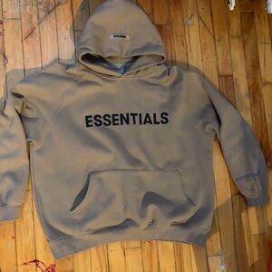 Essentials fear of God Tan Hoodie with Black Logo
